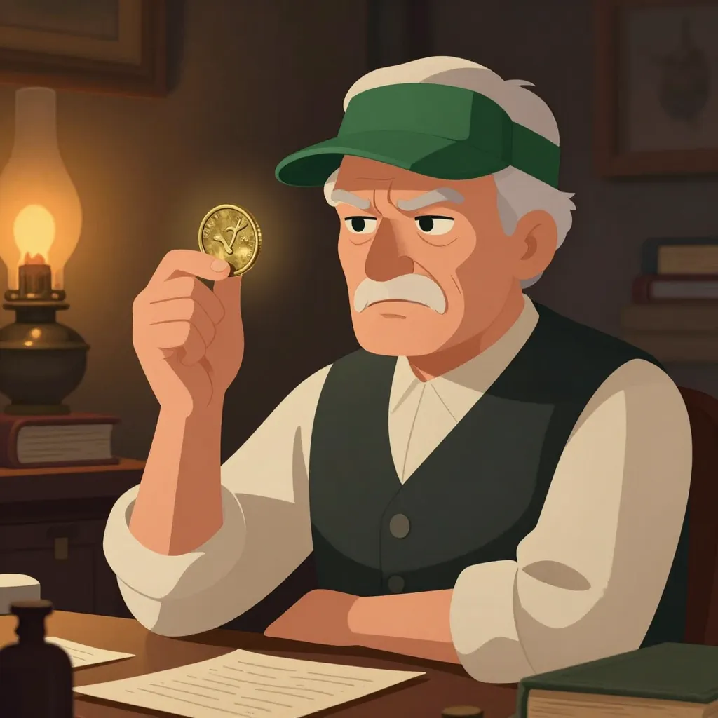 The Miser, grumpy, pinching two glowing tokens between thumb and forefinger — representing the cost saved by placing shared content in the right cache tier.